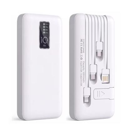 10000mAh Slim Built-in 3 Cables 5V/2A Portable Power Bank