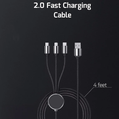 Three Head Woven Multi Device Charging Wire
