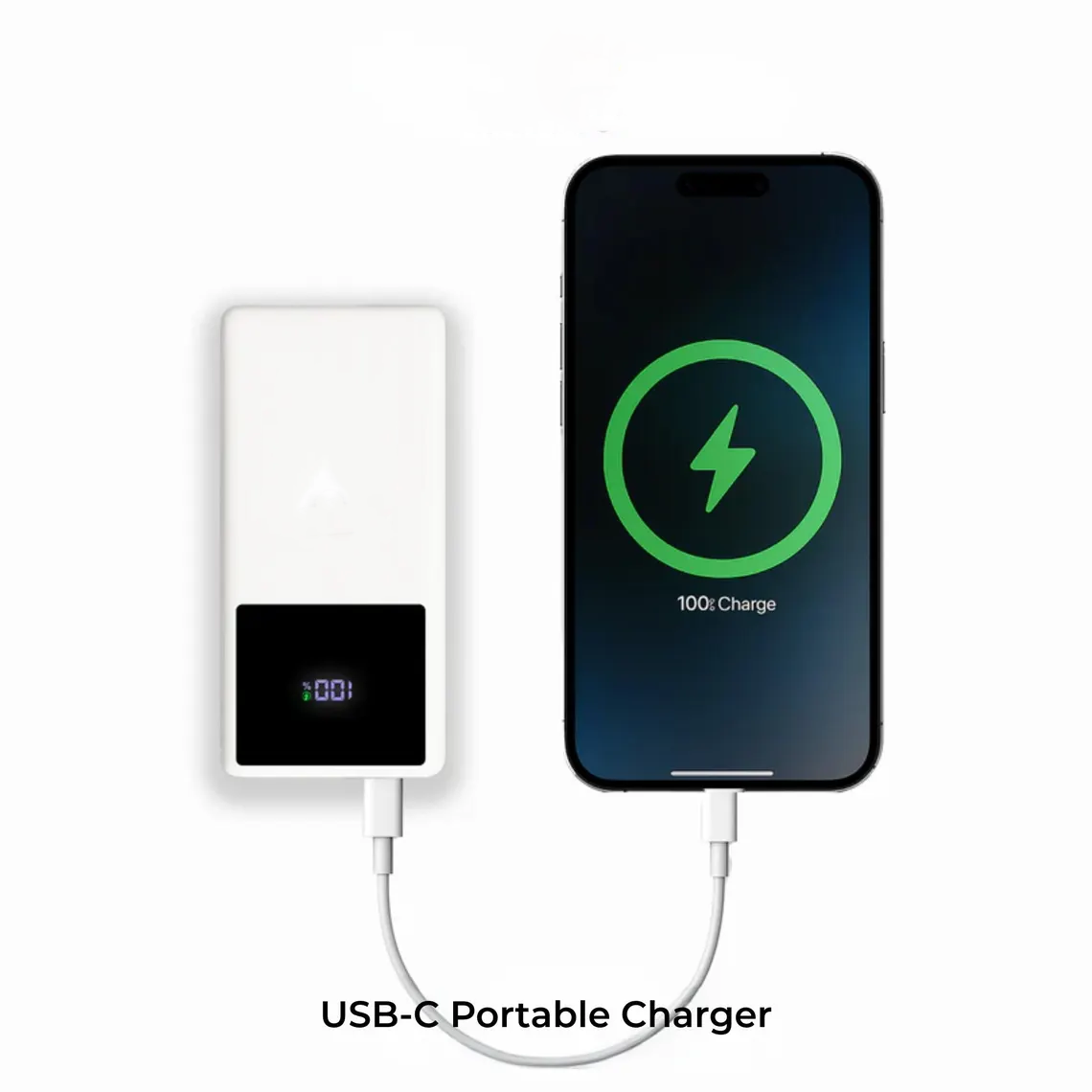 10000mAh Built-in USB-C & Lightning Cable QC3.0 Portable Charger
