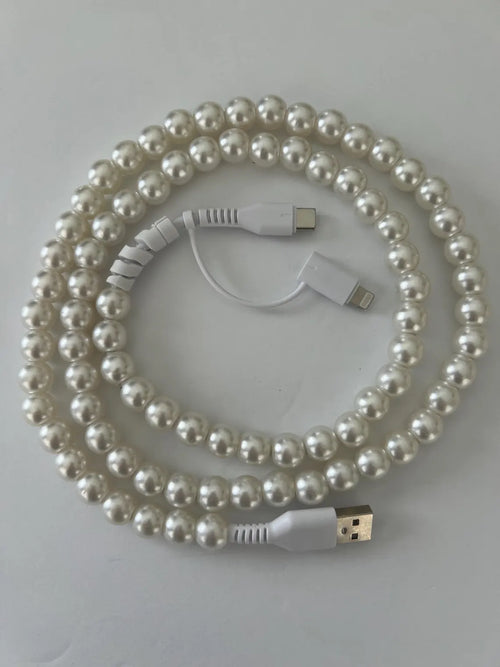 Pearl Beaded Dual Tip USB Charging Cable
