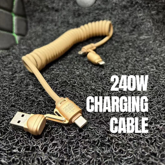 240W Multi Tip Coiled Charging Wire