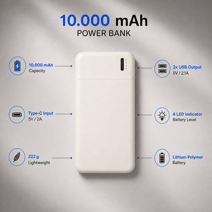Custom Laser Engraved 10000mAh Built-in Cable Fast Charge Power Bank