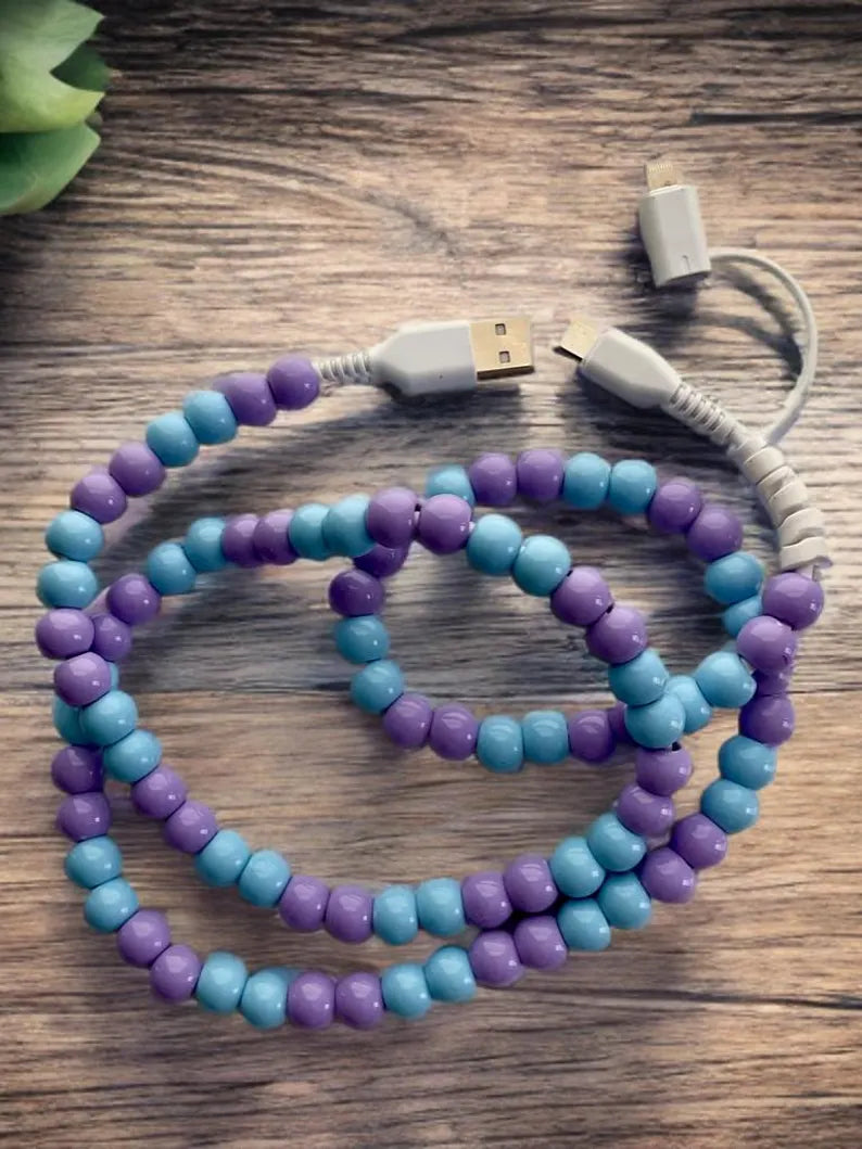 Beaded Dual Head Multi Function Charging Cord